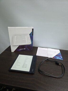 Kobo Libra H2O eReader eBook Reader N873 8GB Wi-Fi 7in Black Bundle - No Battery